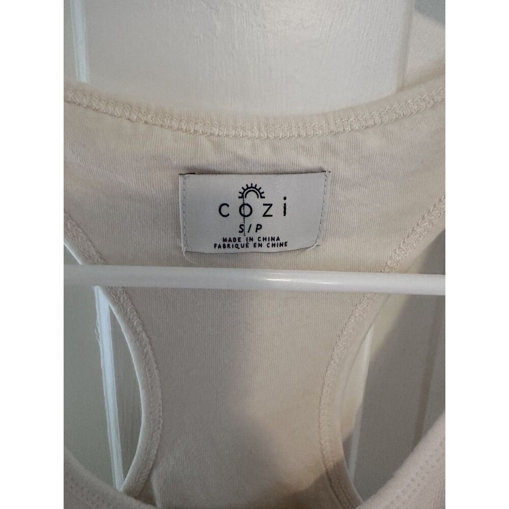 Cozi Women’s Small Cream Racerback Crop Tank Bralette Cotton Blend